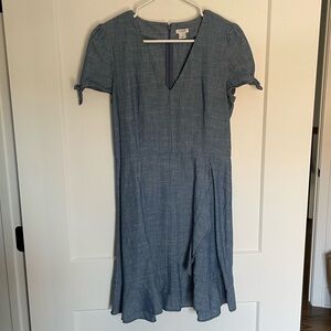 J. Crew Chambray Midi Dress in Blue